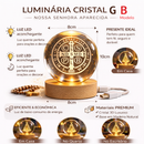 Luminária Religiosa Nossa Senhora Aparecida Cristal Bola 3D LED Abajur De Mesa Com Base Madeira Fé Decoração Católico